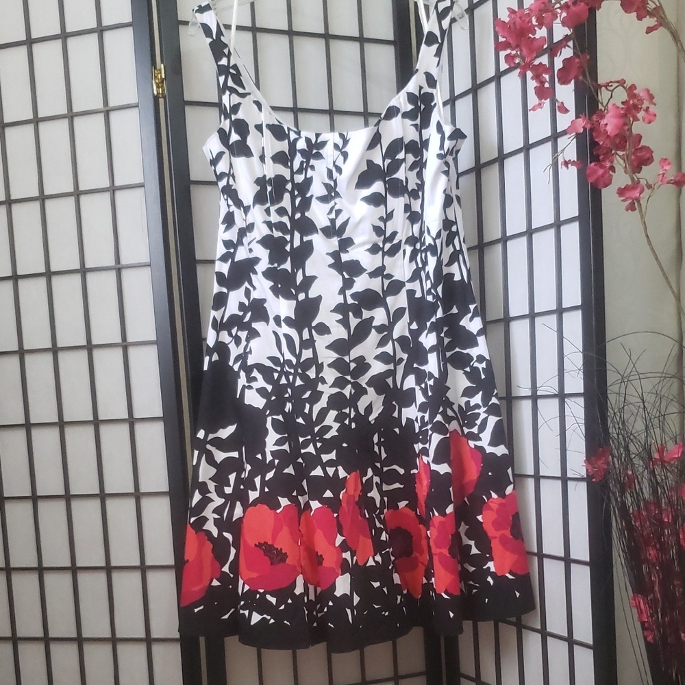Jones Wear Black and White Scoop Neck Sundress